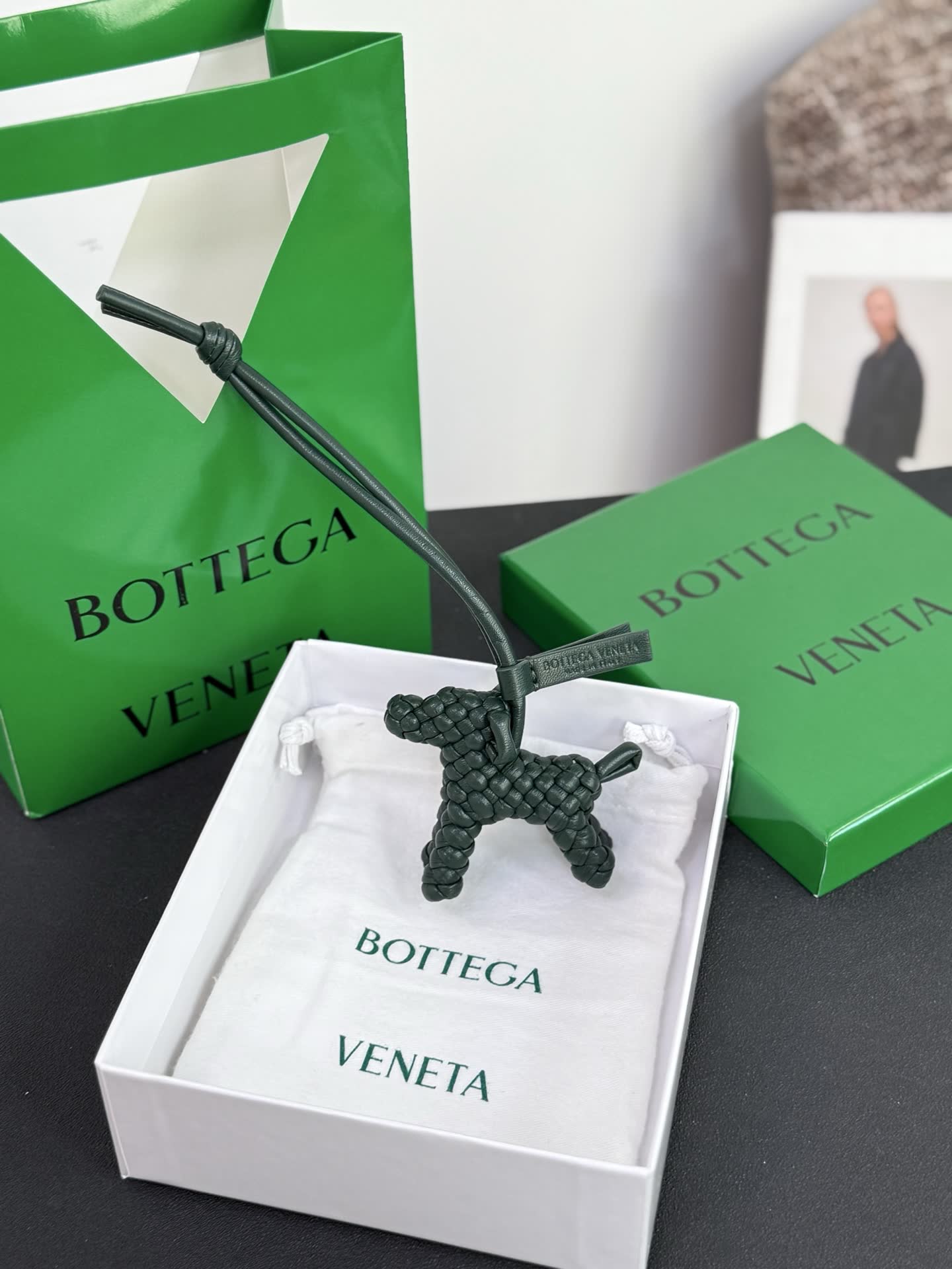 Bottega Veneta Leather Dog Charm